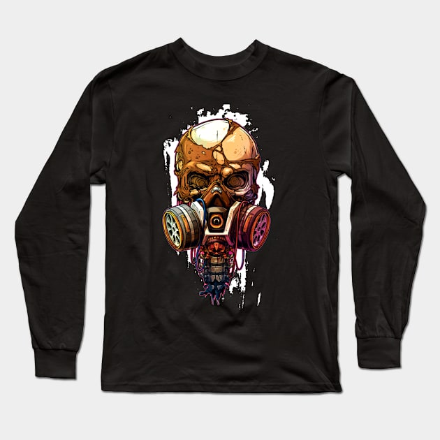 Beautiful Gas Mask Skull Gift Long Sleeve T-Shirt by RedoneDesignART